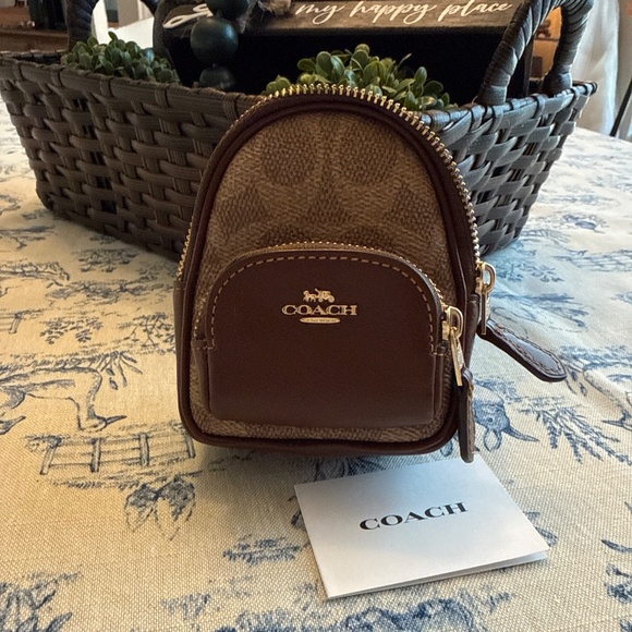 Coach Outlet Mini Court Backpack Bag Charm In Signature Canvas - Picture 4 of 4